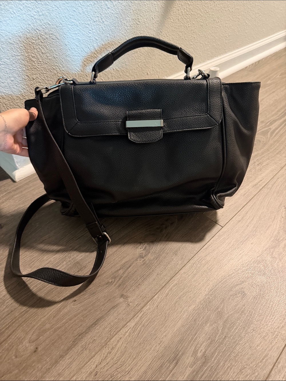 Black pleather Satchel